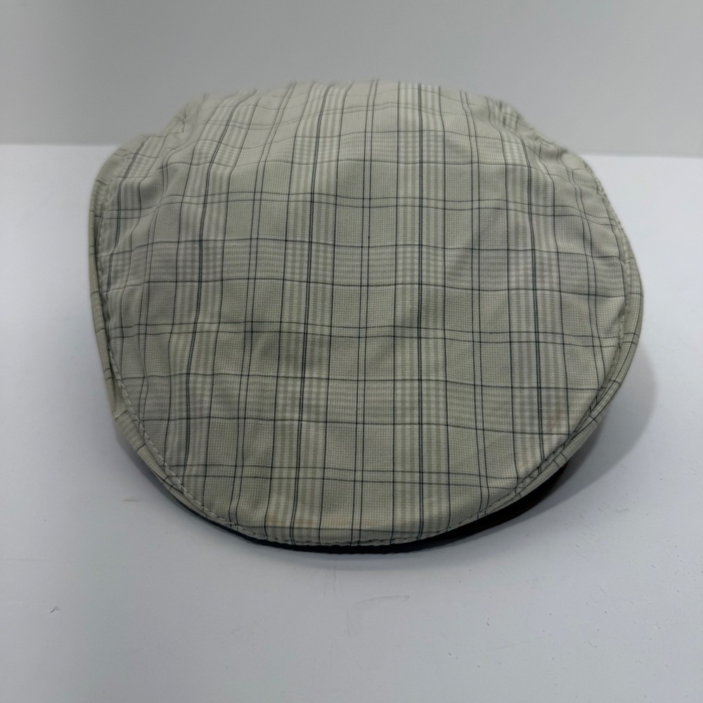 Nike Golf Plaid Flat Cap Hat Large S8CCH Cream Olive Cotton Leather Bill Mens